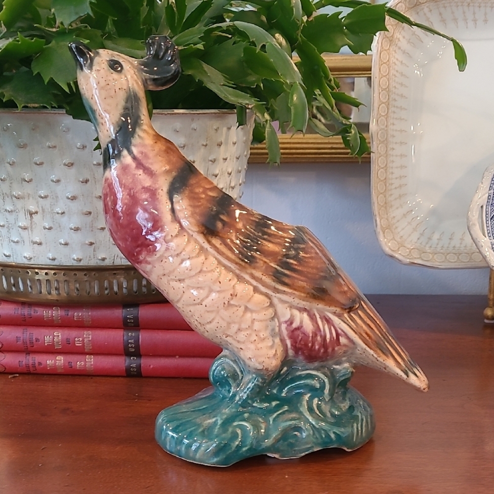 Vintage Ceramic Pheasant Planter Vase Sculpture Midcentury Eclectic Grandpa